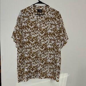 Men's Casual White and Brown Floral Shirt